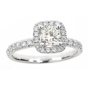 White Gold Diamond Halo Engagement Ring